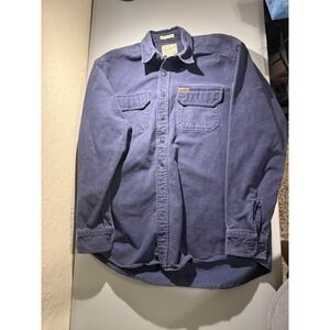 VTG Woolrich Expedition Chamois Men's Shirt Size L Navy Y2K Hiking Outdoors